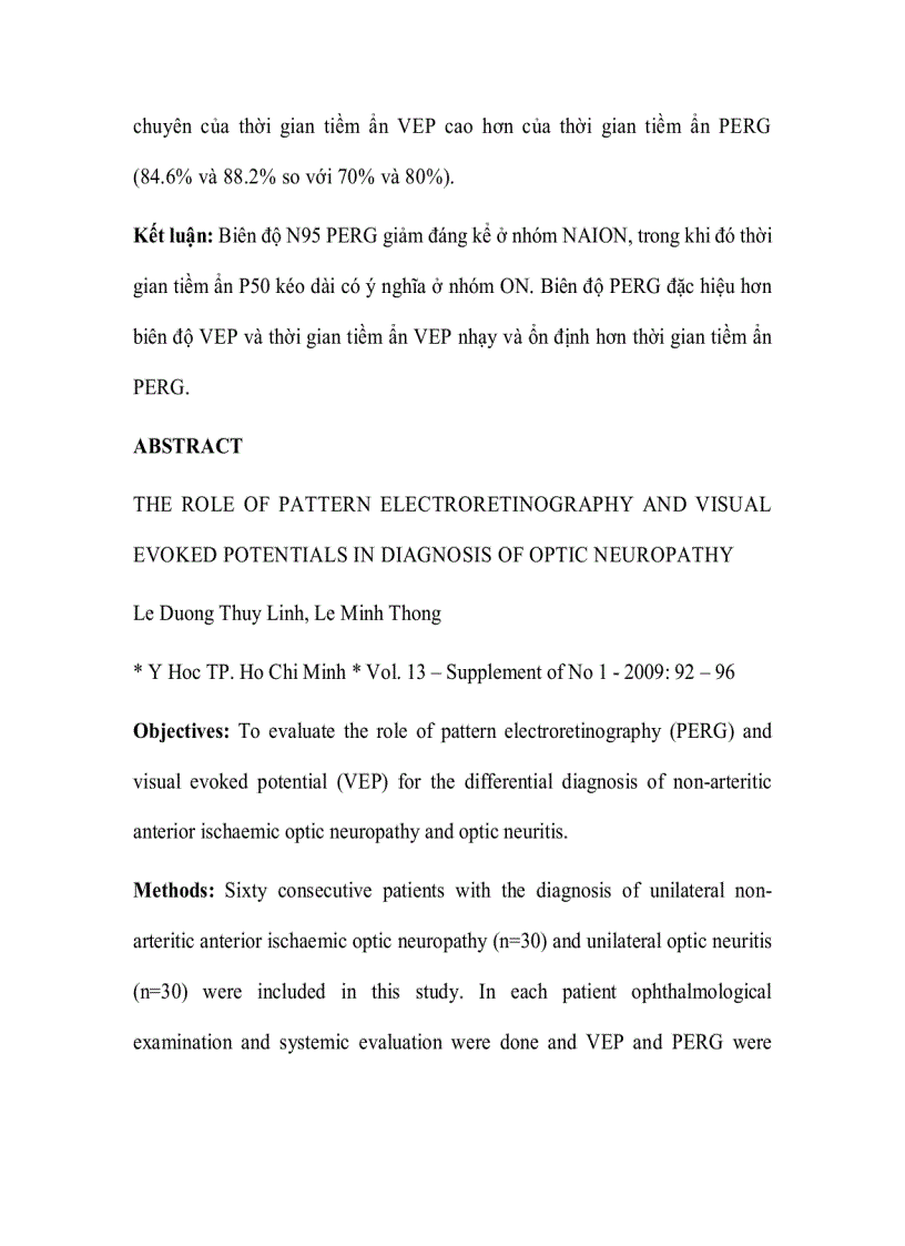 image for page Khảo sát vai trò của điện võng mạc và điện thế gợi thị giác trong chẩn đoán bệnh lý thần kinh thị