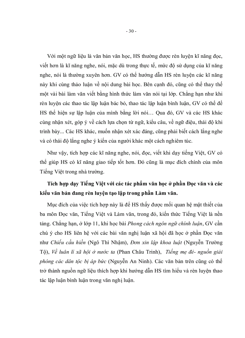 image for page Vận dụng quan điểm tích hợp và tích cực trong việc dạy học ngữ pháp ở trường trung học phổ thông