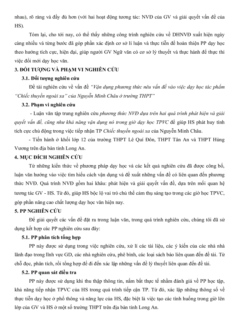 image for page Vận dụng phương thức nêu vấn đề vào việc dạy học tác phẩm chiếc thuyền ngoài xa của nguyễn minh châu ở trường thpt