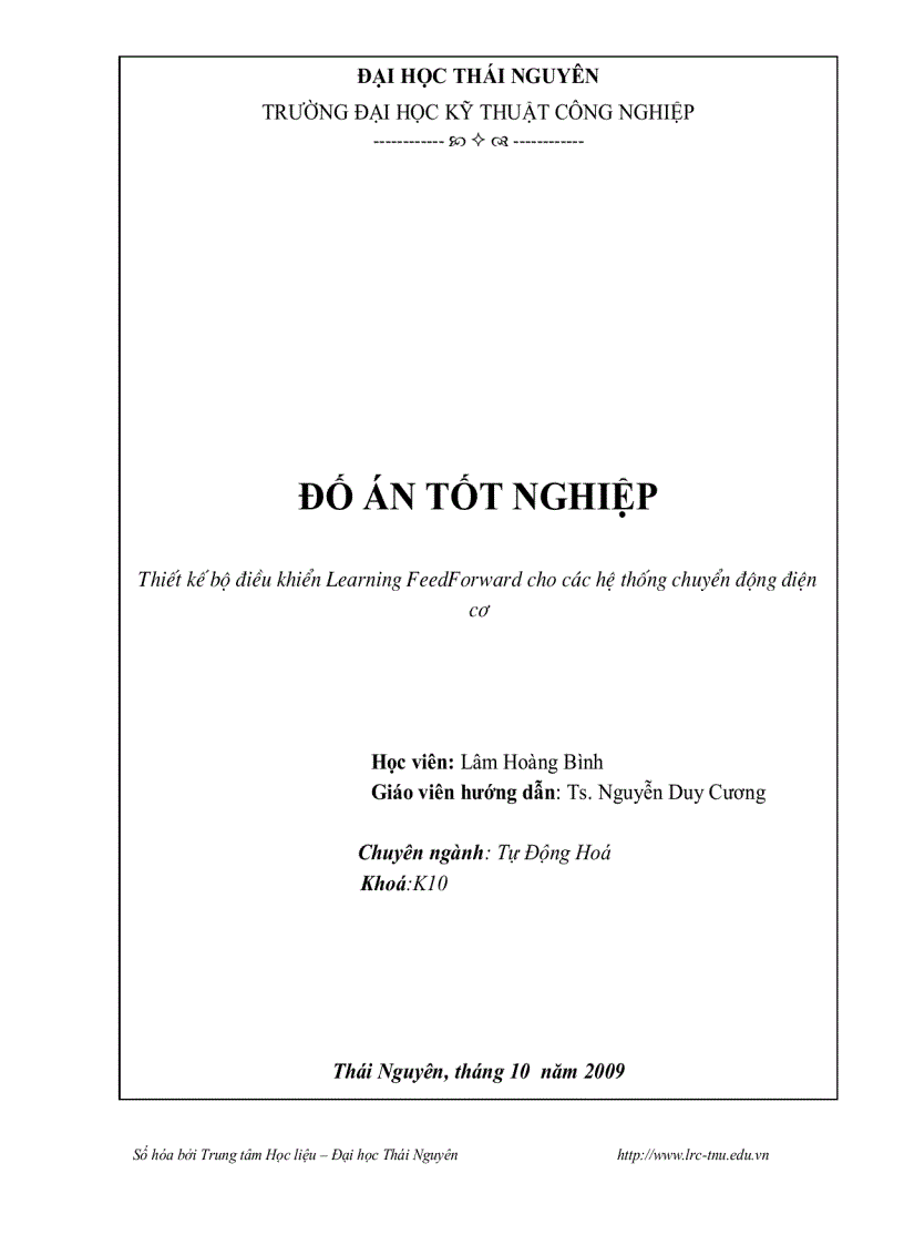 image for page Thiết kế bộ điều khiển Learning FeedForward cho các hệ thống chuyển động điện cơ