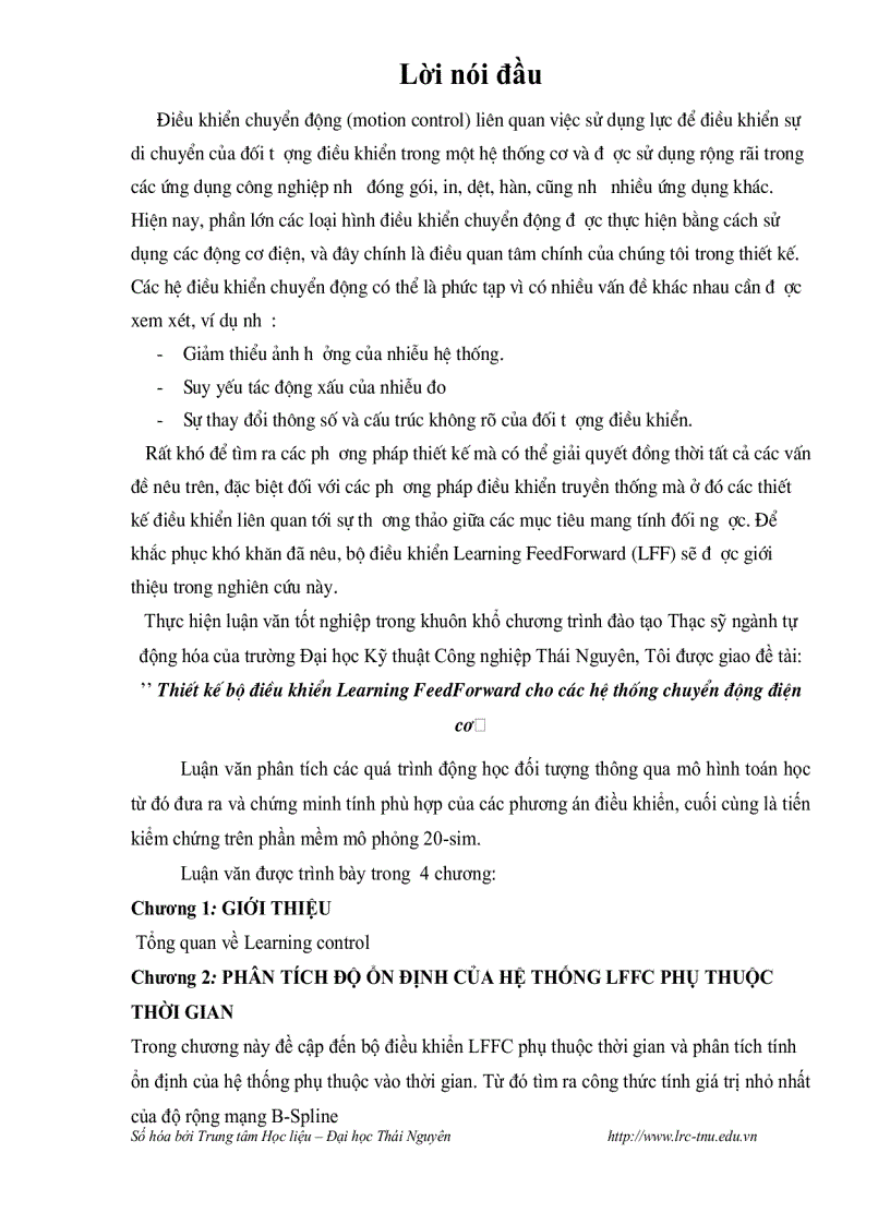 image for page Thiết kế bộ điều khiển Learning FeedForward cho các hệ thống chuyển động điện cơ