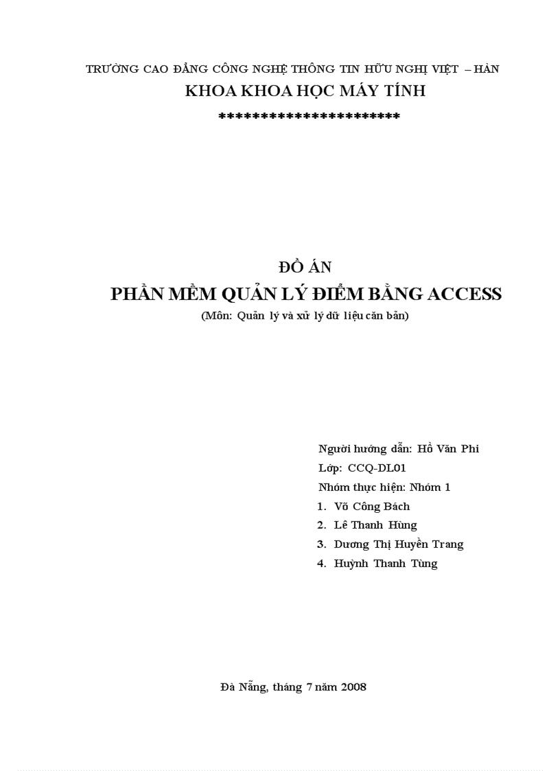 image for page Phần mềm quản lý điểm bằng access