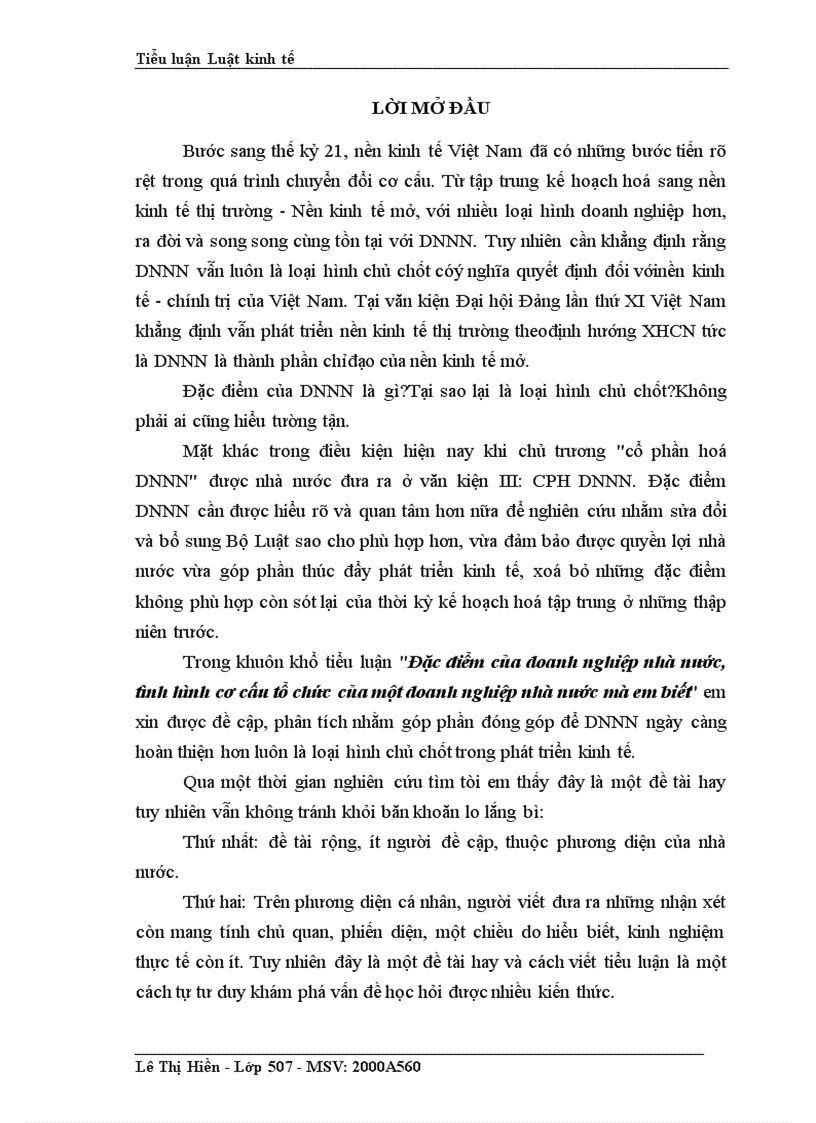 image for page Đặc điểm của doanh nghiệp nhà nước tình hình cơ cấu tổ chức của một doanh nghiệp nhà nước mà em biết