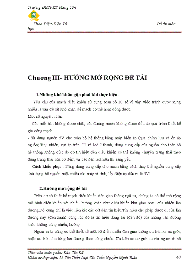 image for page Thiết kế và chế tạo mô hình điều khiển đèn giao thông ngã tư