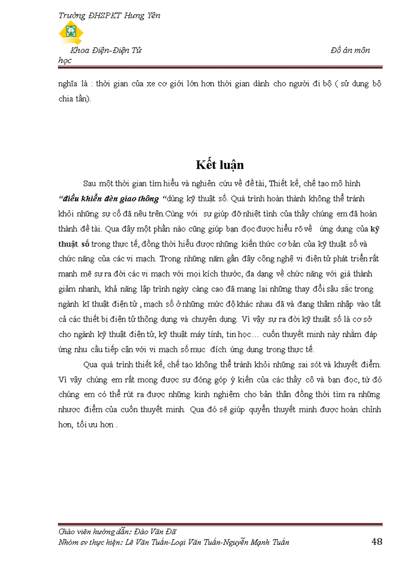 image for page Thiết kế và chế tạo mô hình điều khiển đèn giao thông ngã tư