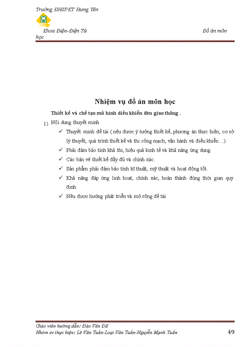 image for page Thiết kế và chế tạo mô hình điều khiển đèn giao thông ngã tư