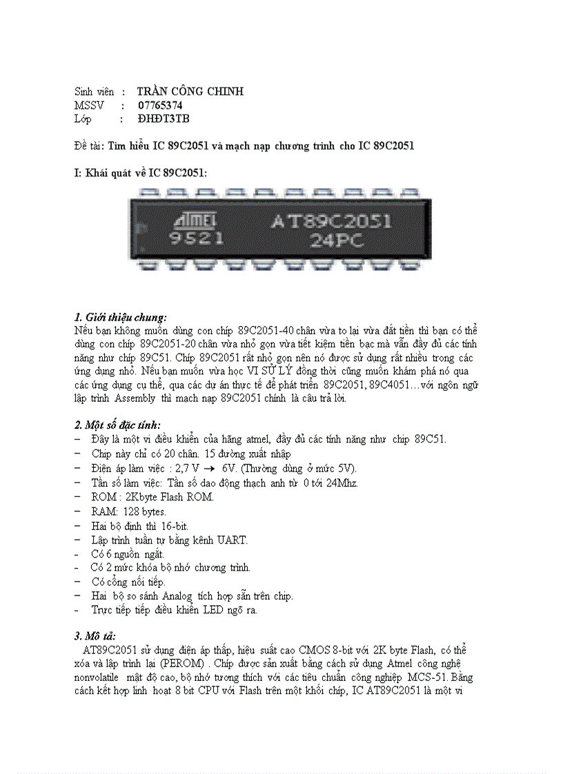 image for page Tìm hiểu IC 89C2051 và mạch nạp chương trình cho IC 89C205