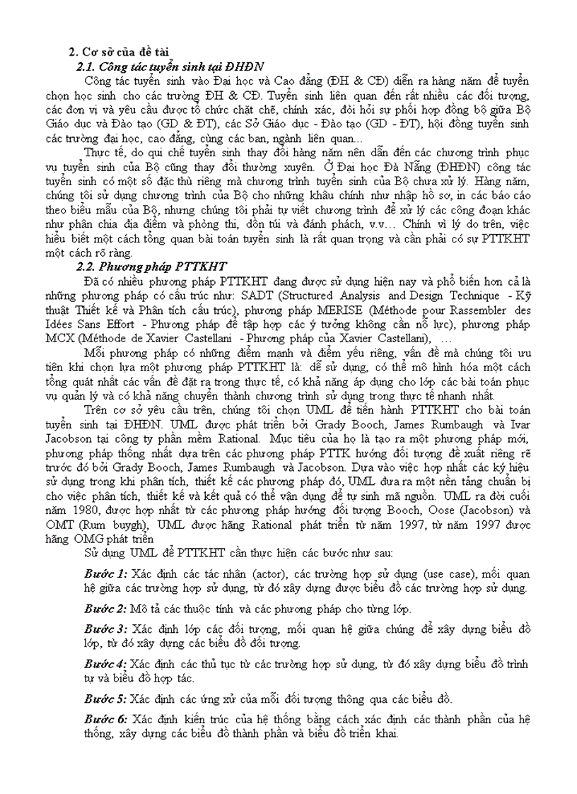Ứng dụng uml phân tích thiết kế hệ thống phần mềm quản lý tuyển sinh tại đại học đà nẵng