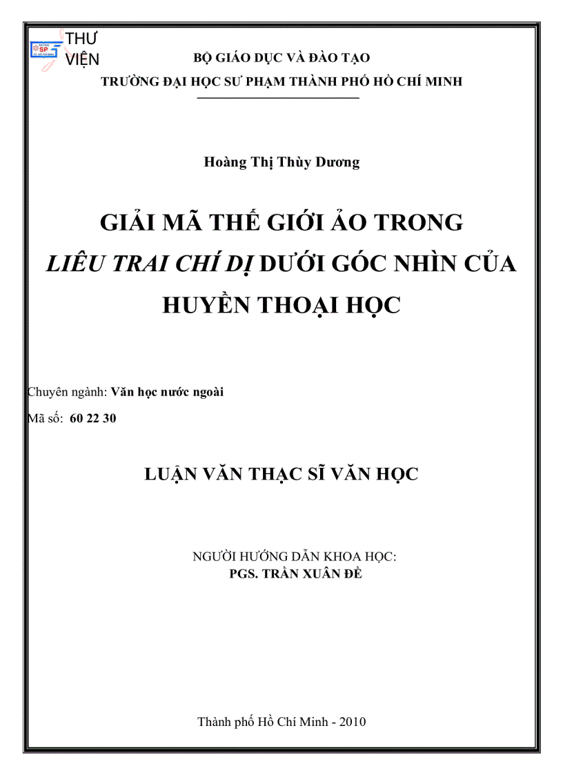 Giải mã thế giới ảo trong liêu trai chí dị dưới góc nhìn của huyền thoại học