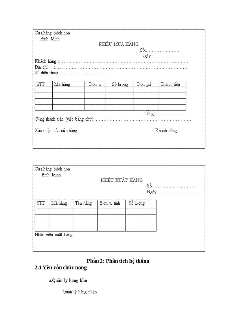 image for page Quản lý cửa hàng bách hóa Bình Minh