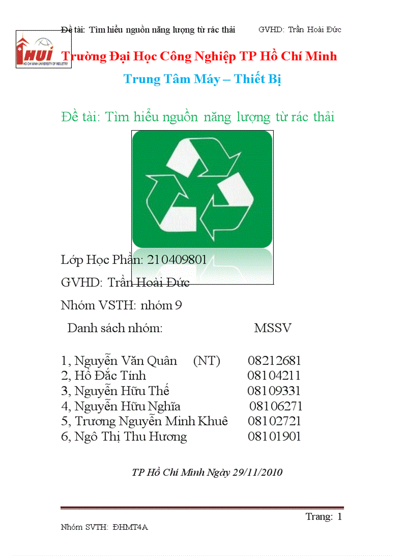 image for page Tìm hiểu nguồn năng lượng từ rác thải
