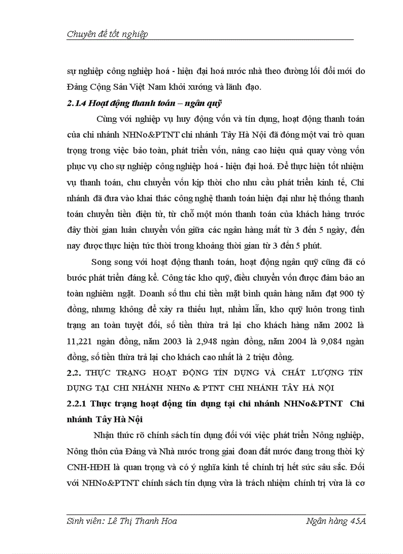 image for page Giải pháp nâng cao chất lượng tín dụng tại Chi nhánh ngân hàng Nông nghiệp và Phát triển nông thôn chi nhánh Tây Hà Nội