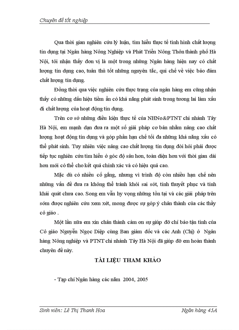 image for page Giải pháp nâng cao chất lượng tín dụng tại Chi nhánh ngân hàng Nông nghiệp và Phát triển nông thôn chi nhánh Tây Hà Nội