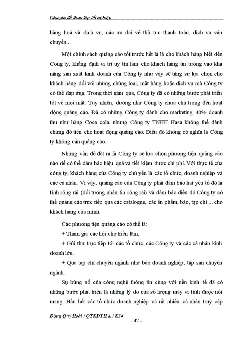 image for page Một số giải pháp nhằm cải thiện vị thế của Công ty TNHH Hasa trên thị trường
