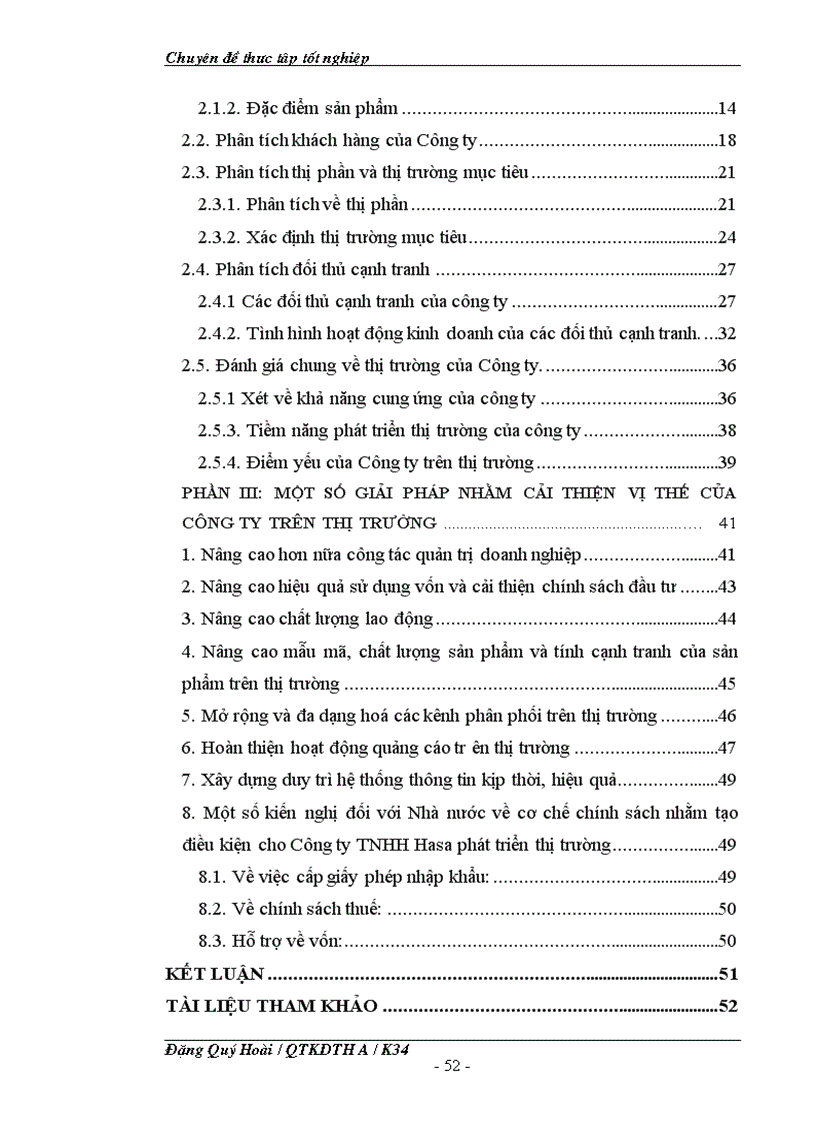 image for page Một số giải pháp nhằm cải thiện vị thế của Công ty TNHH Hasa trên thị trường