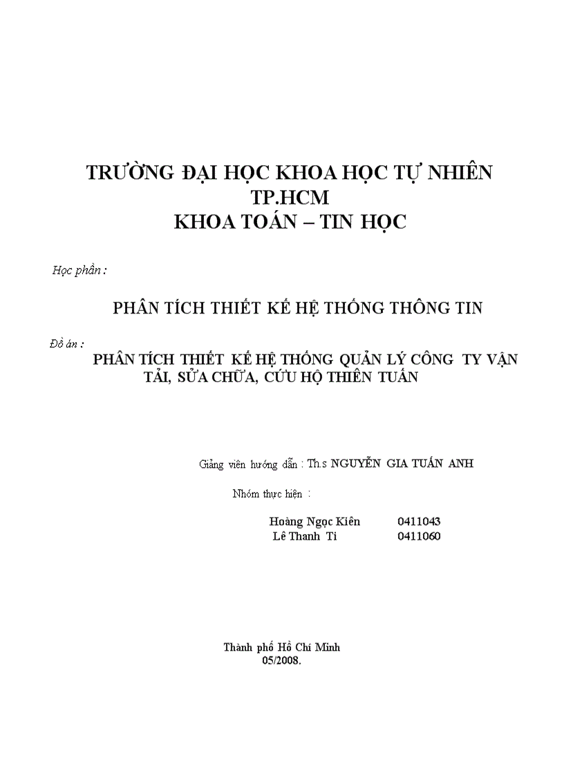 image for page Phân tích thiết kế hệ thống quản lý công ty vận tải sửa chữa cứu hộ thiên tuấn