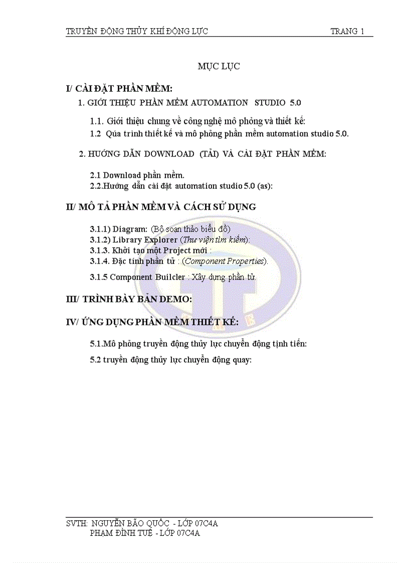 image for page Ứng dụng phần mềm automation studio 5 0 để thiết kế mô phỏng các phần tử thủy lực trong hệ thống truyền động thủy lực