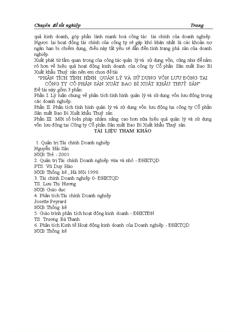 image for page Phân tích tình hình quản lý và sử dụng vốn lưu động tại công ty cổ phần sản xuất bao bì xuất khẩu thuỷ sản