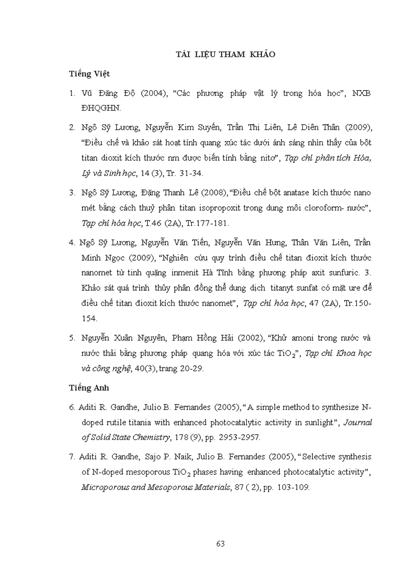 image for page Nghiên cứu điều chế khảo sát cấu trúc và tính chất của titan đioxit kích thước nano mét được biến tính bằng nitơ