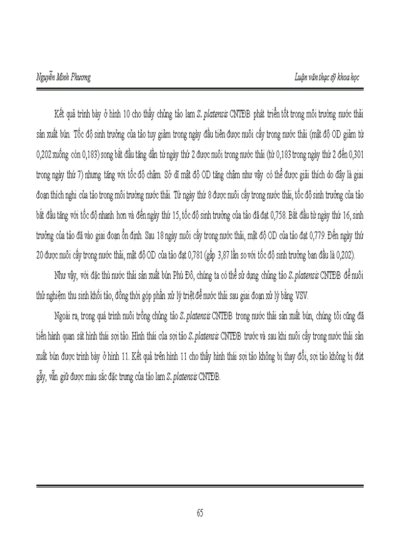 image for page Nghiên cứu ứng dụng vi sinh vật và vi tảo lam Spirulina trong xử lý nước thải làng nghề bún Phú Đô