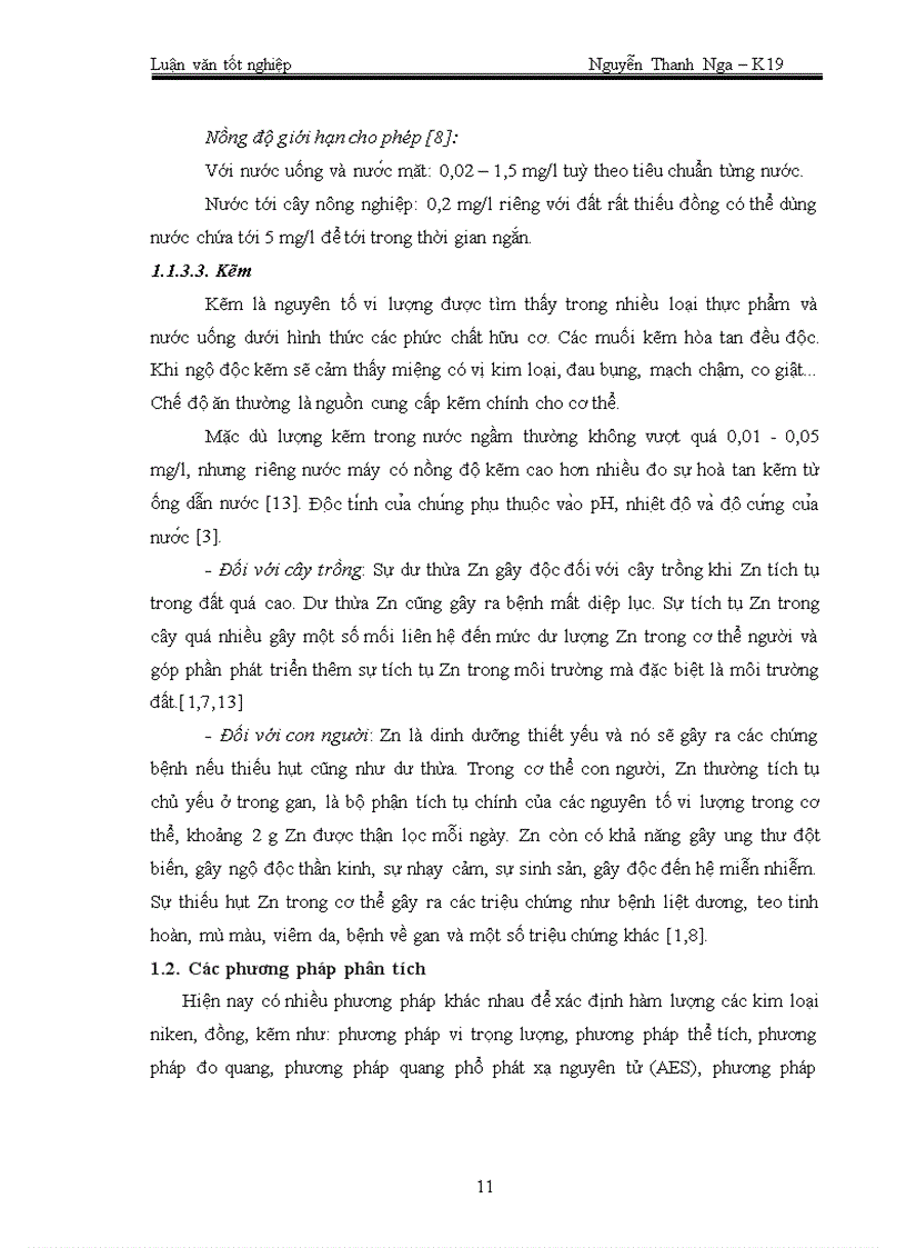 image for page Phân tích dạng kim loại niken đồng kẽm trong trầm tích sông Nhuệ Đáy bằng phương pháp quang phổ hấp thụ nguyên tử
