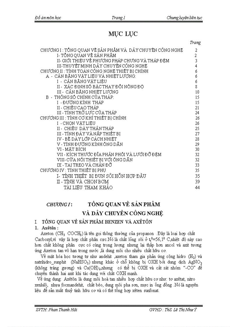 image for page Thiết kế hệ thống chưng cất hỗn hợp Benzen và Axêtôn