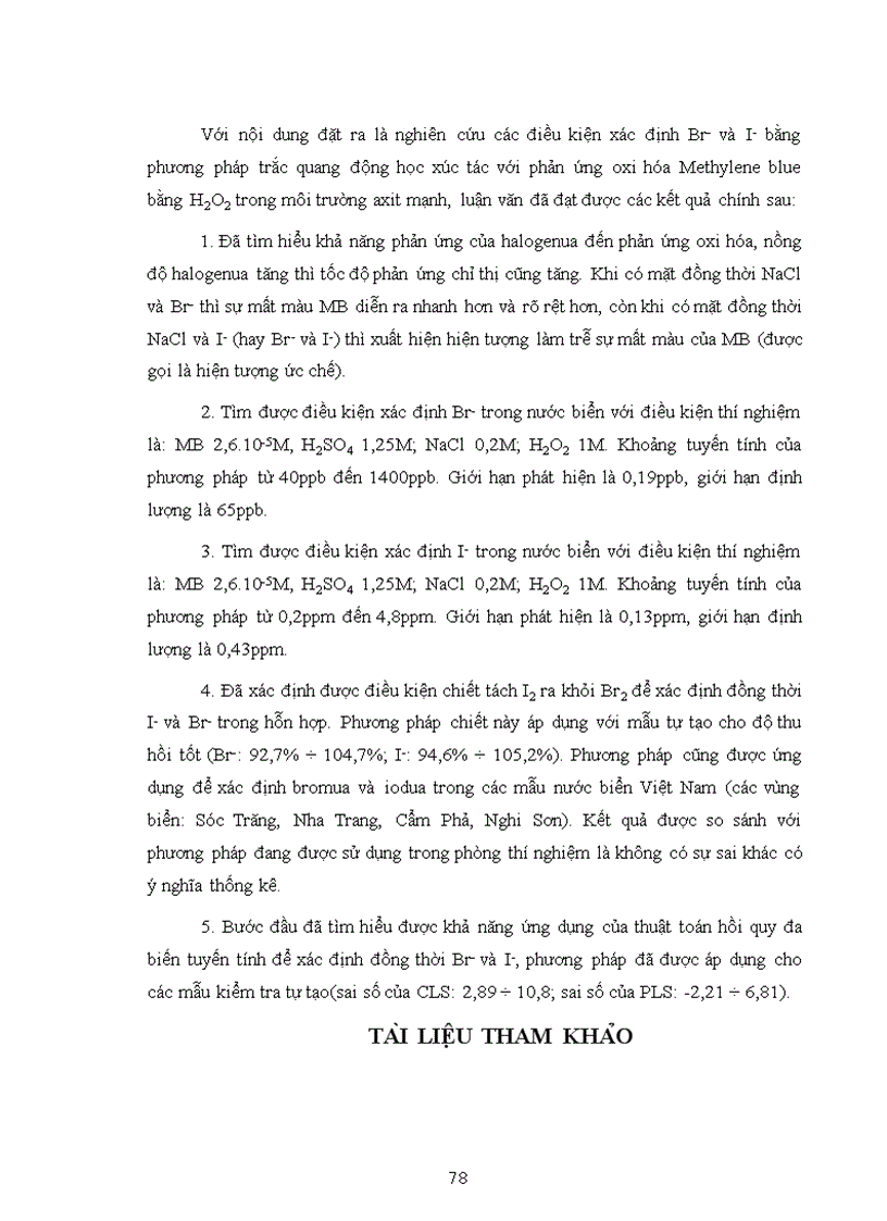 image for page Nghiên cứu các điều kiện xác định Br và I bằng phương pháp trắc quang động học xúc tác với phản ứng oxi hóa Methylene blue bằng H2O2 trong môi trườn