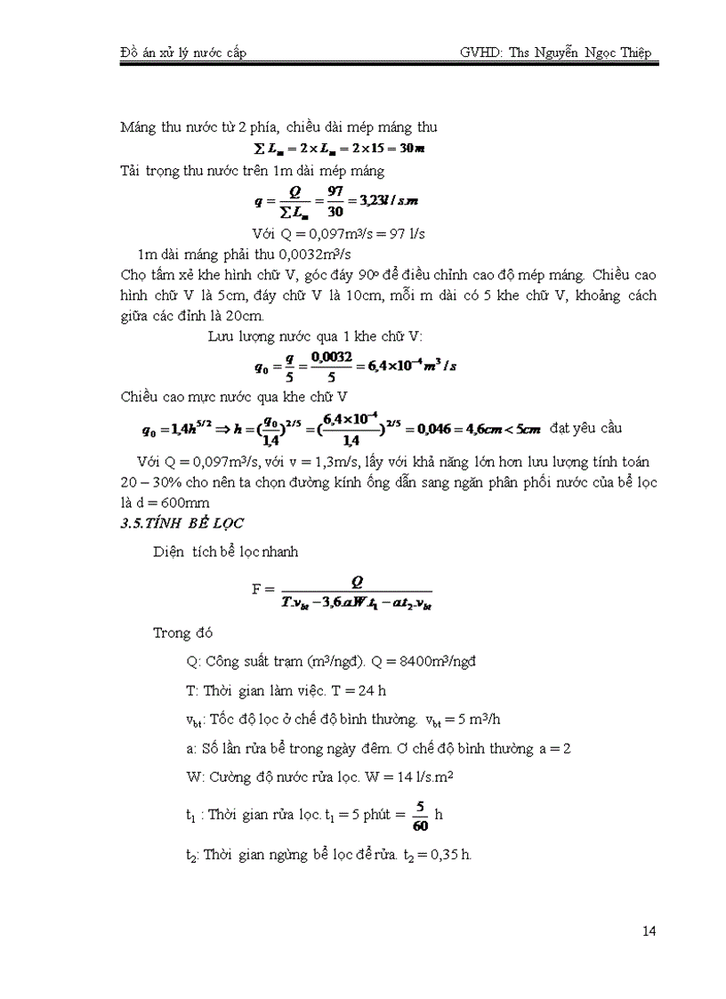 image for page THIẾT KẾ TRẠM XỬ LÝ NƯỚC NGẦM CÔNG SUẤT 8400m3 NGĐ