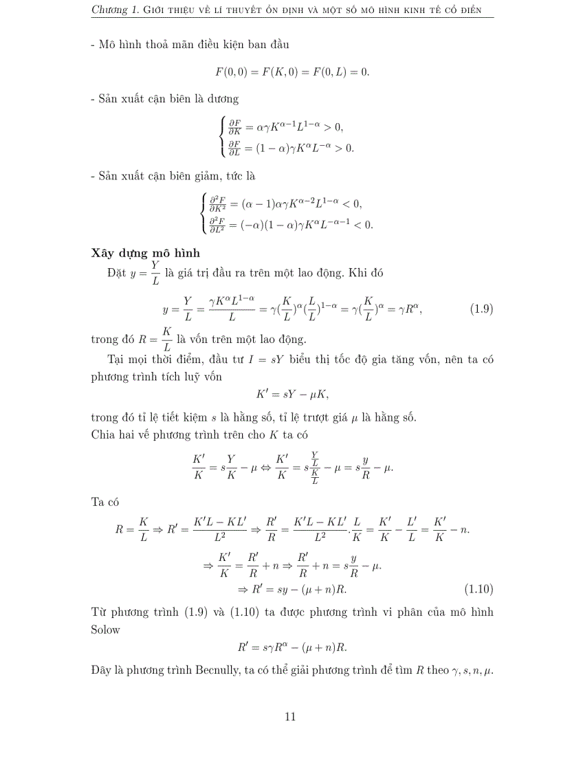 image for page Một số mô hình dạng vi phân sai phân trong kinh tế
