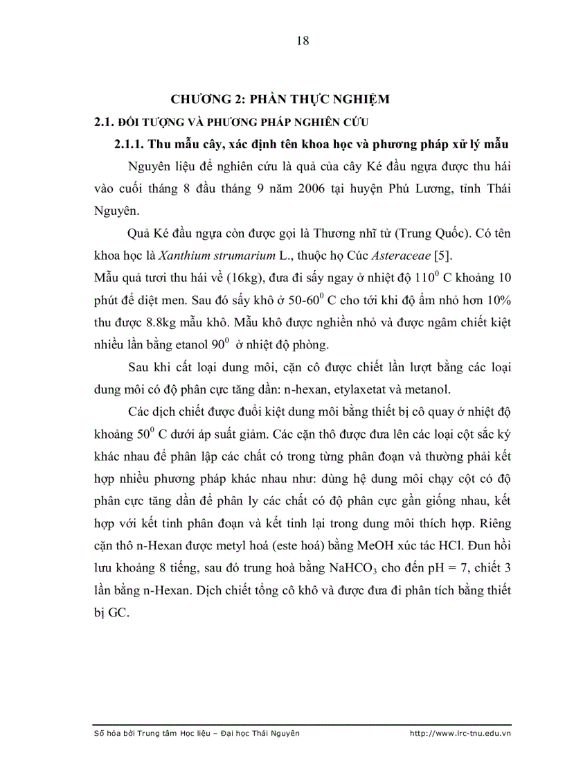 image for page Nghiên cứu hóa học các hợp chất có hoạt tính sinh học trong quả ké đầu ngựa xanthium strumarium l