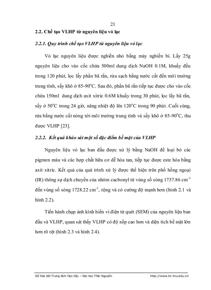 image for page Nghiên cứu khả năng hấp phụ một số ion kim loại nặng trên vật liệu hấp phụ chế tạo từ vỏ lạc và thăm dò xử lý môi trường