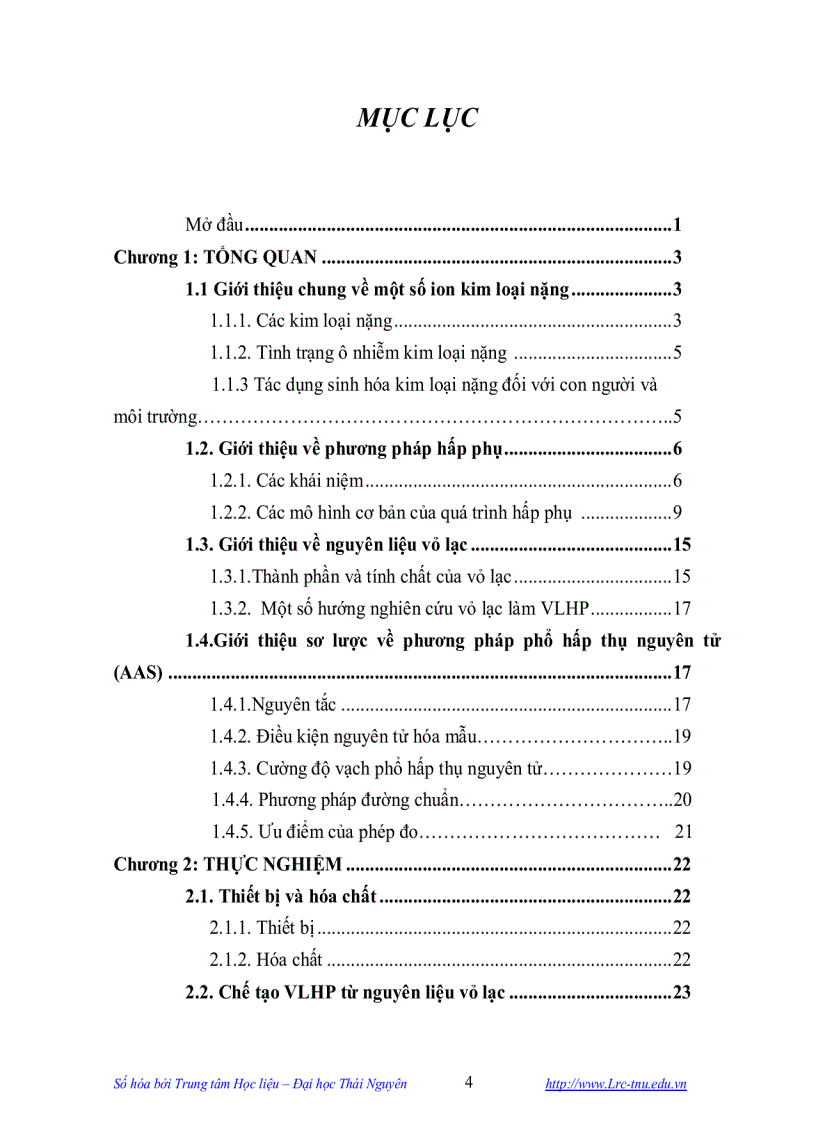 image for page Nghiên cứu khả năng tách loại và thu hồi một số kim loại nặng trong dung dịch nước bằng vật liệu hấp phụ chế tạo từ vỏ lạc