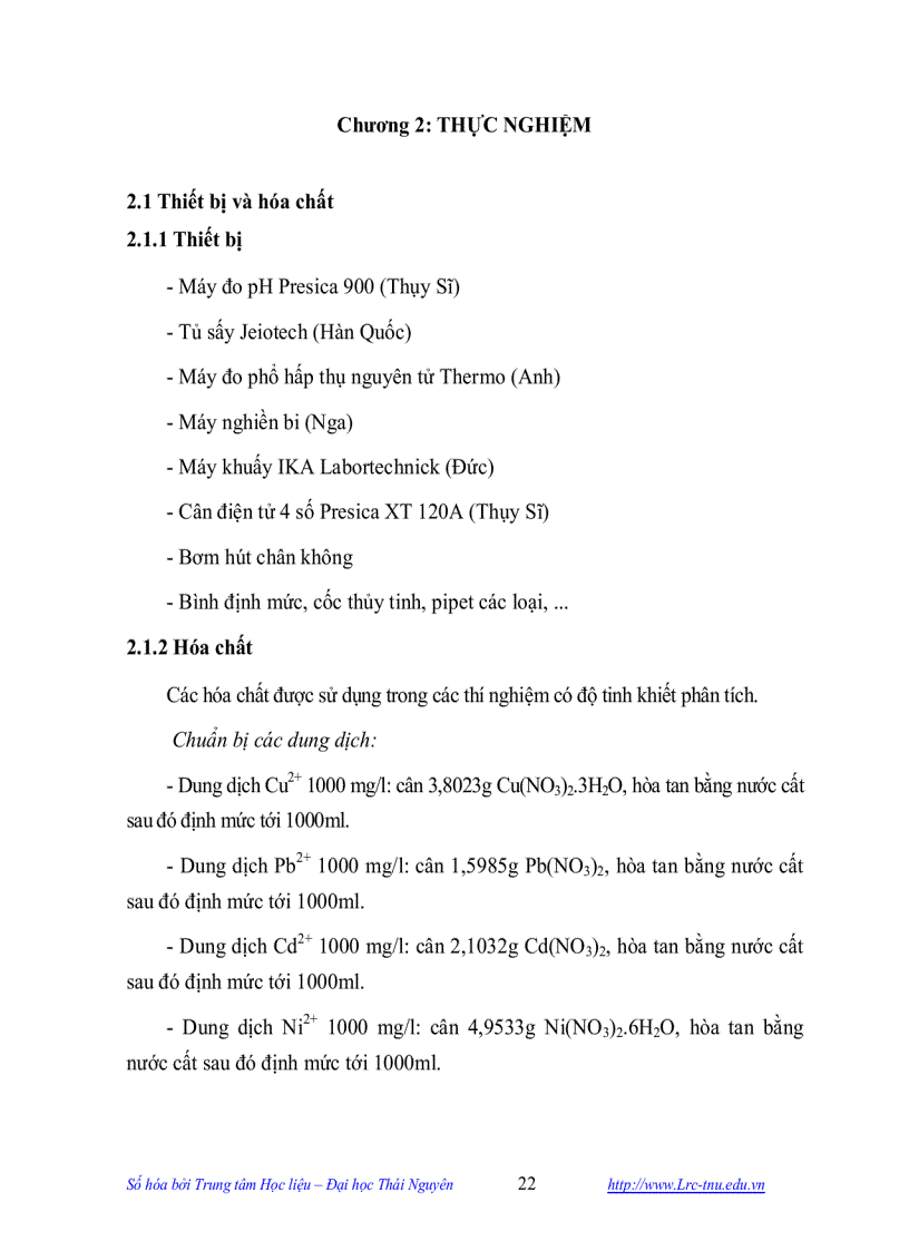 image for page Nghiên cứu khả năng tách loại và thu hồi một số kim loại nặng trong dung dịch nước bằng vật liệu hấp phụ chế tạo từ vỏ lạc