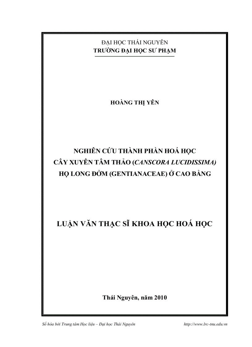 image for page Nghiên cứu thành phần hoá học cây xuyên tâm thảo canscora lucidissima họ long đởm gentianaceae ở cao bằng