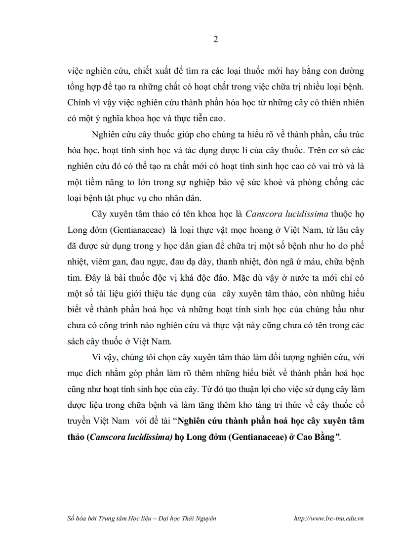 image for page Nghiên cứu thành phần hoá học cây xuyên tâm thảo canscora lucidissima họ long đởm gentianaceae ở cao bằng