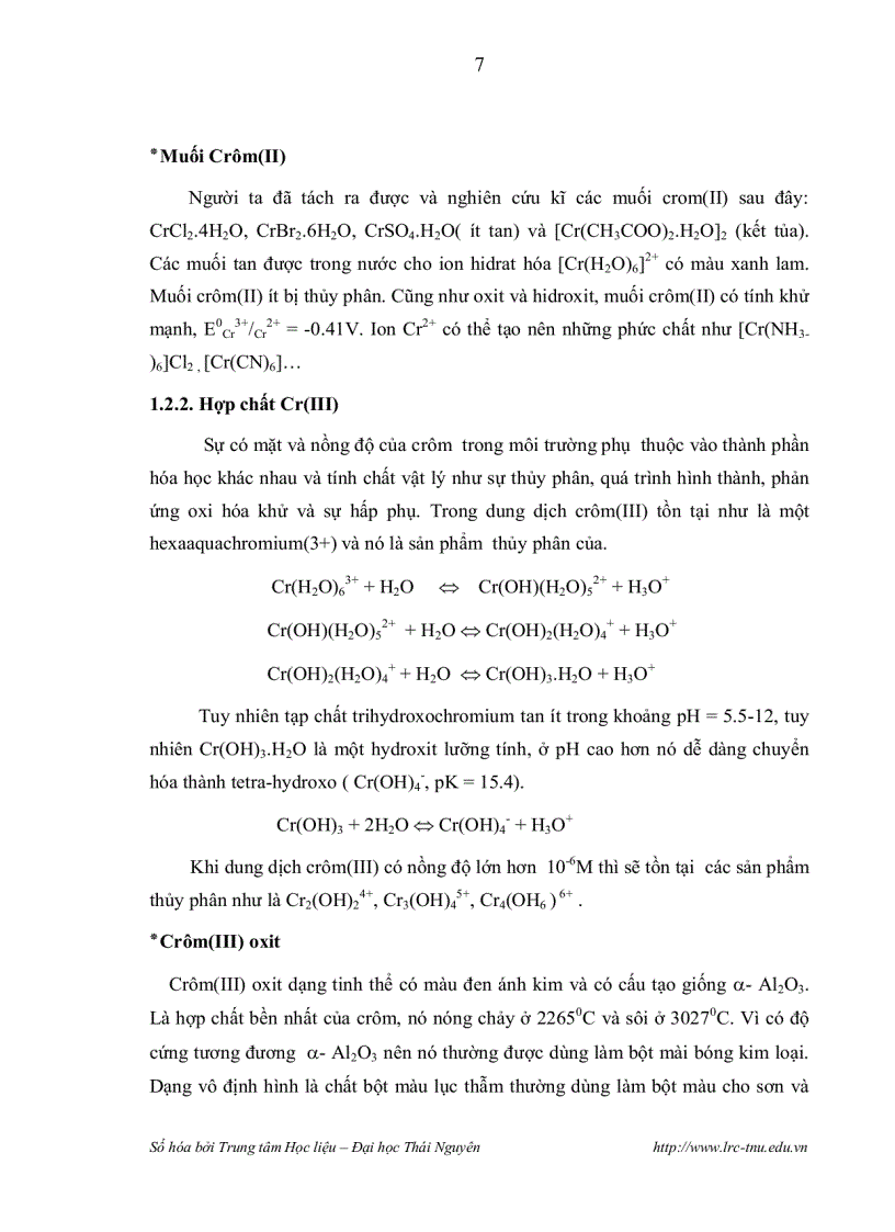 image for page Nghiên cứu xác định dạng crom trong nước và trầm tích bằng các phương pháp hóa lí hiện đại