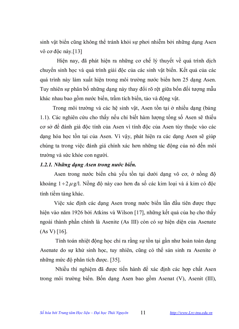 image for page Nghiên cứu xác định tổng số và tổng dạng asen trong một số hải sản bằng phương pháp trắc quang