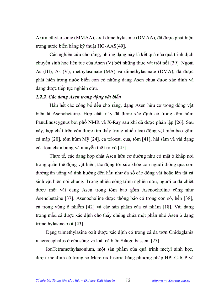 image for page Nghiên cứu xác định tổng số và tổng dạng asen trong một số hải sản bằng phương pháp trắc quang