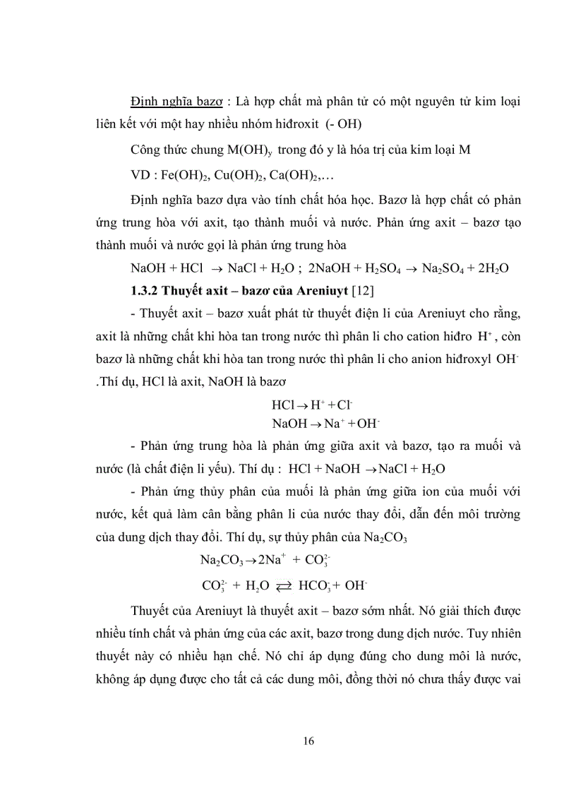 image for page Sưu tầm xây dựng và sử dụng hệ thống bài tập hóa học để hình thành và phát triển khái niệm axit bazơ trong chương trình hóa học vô cơ trung học ph