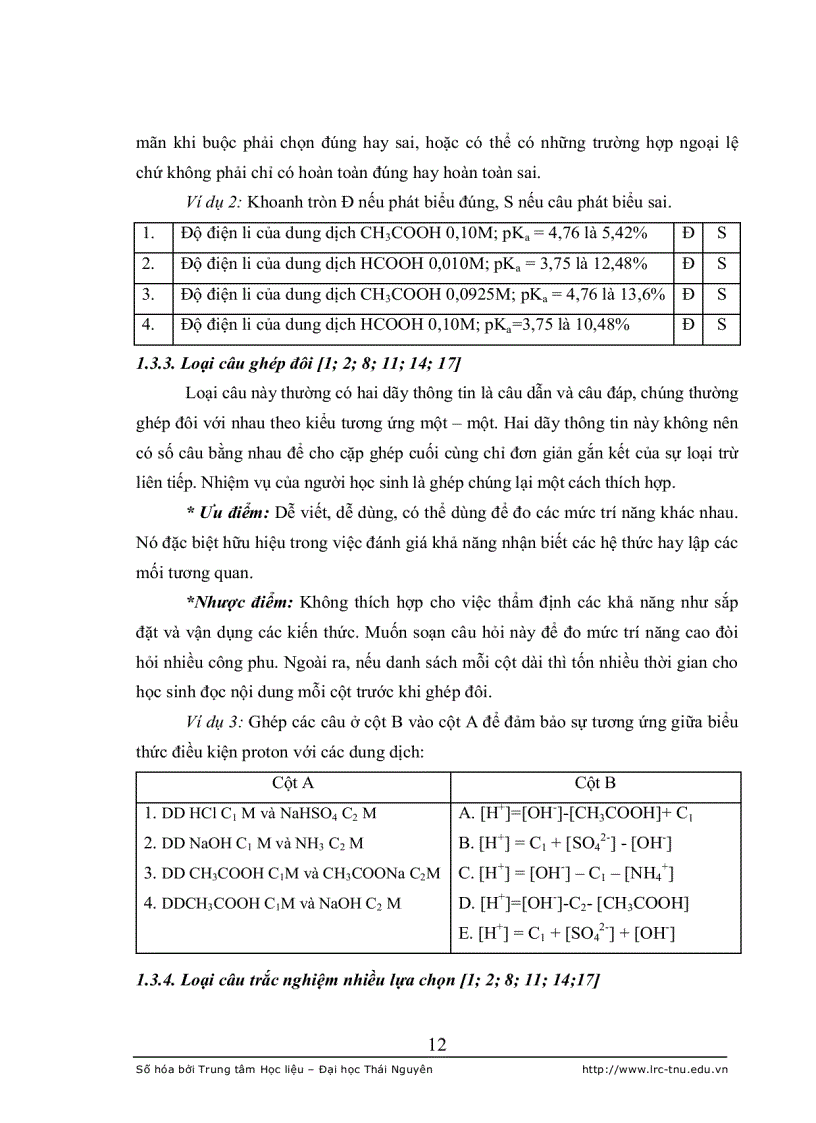 image for page Xây dựng hệ thống câu hỏi trắc nghiệm khách quan dùng để kiểm tra đánh giá kiến thức chương axit bazơ trong hóa phân tích