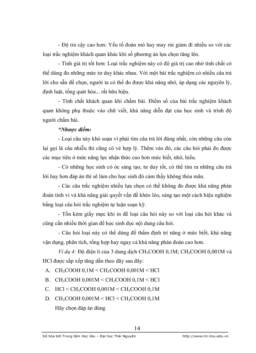 image for page Xây dựng hệ thống câu hỏi trắc nghiệm khách quan dùng để kiểm tra đánh giá kiến thức chương axit bazơ trong hóa phân tích