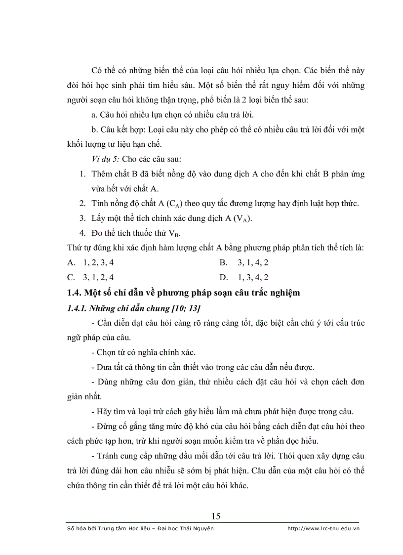 image for page Xây dựng hệ thống câu hỏi trắc nghiệm khách quan dùng để kiểm tra đánh giá kiến thức chương axit bazơ trong hóa phân tích