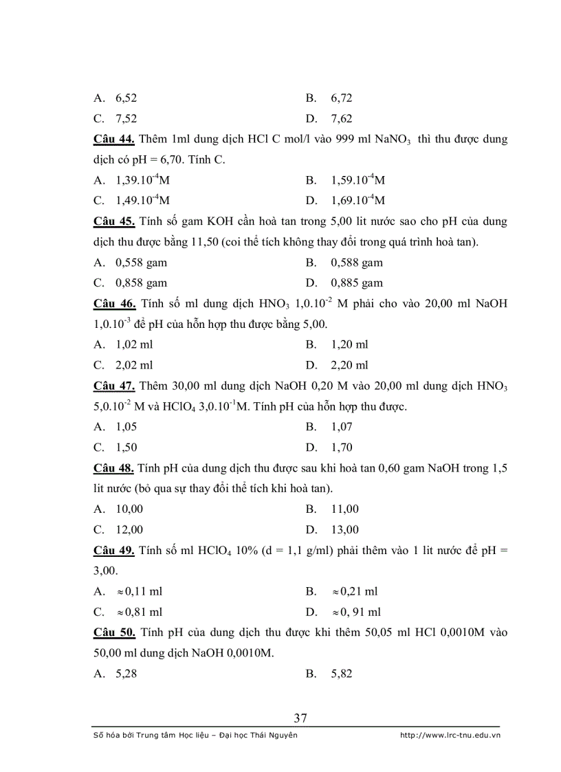 image for page Xây dựng hệ thống câu hỏi trắc nghiệm khách quan dùng để kiểm tra đánh giá kiến thức chương axit bazơ trong hóa phân tích