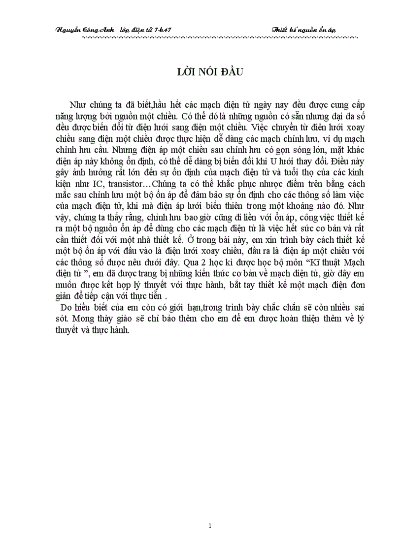 image for page Thiết kế nguồn ổn áp