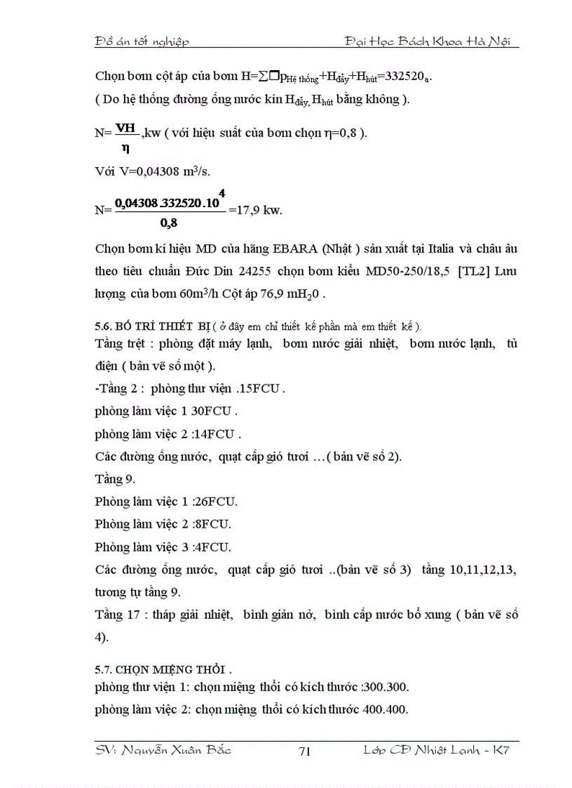 image for page Thiết kế hệ thống điều hoà không khí trung tâm cho trường kỹ thuật quân sự chuyên ngành hà nội