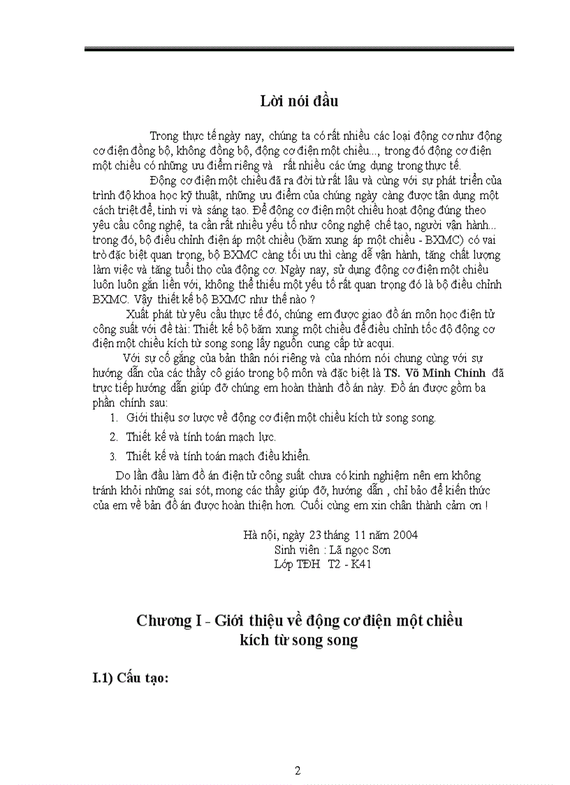 image for page Thiết kế bộ băm xung một chiều để điều chỉnh tốc độ động cơ điện một chiều kích từ song song lấy nguồn cung cấp từ acqui