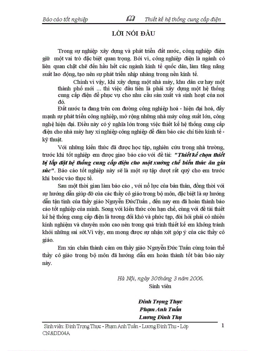 image for page Thiết kế chọn thiết bị lắp đặt hệ thống cung cấp điện cho một xưởng chế biến thức ăn gia súc