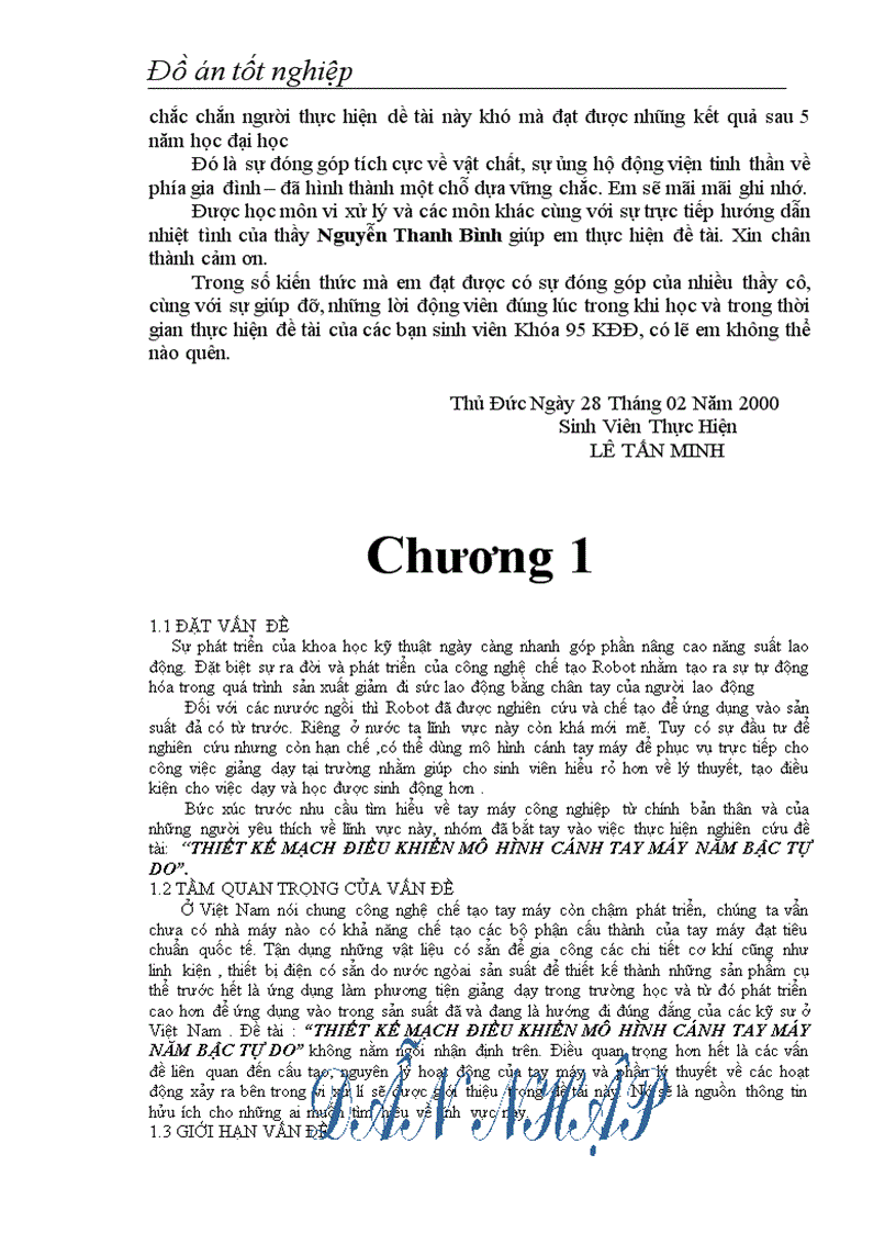 image for page Thiết kế mạch điều khiển mô hình cánh tay máy 5 bậc tự do dùng vi xử lý 8085