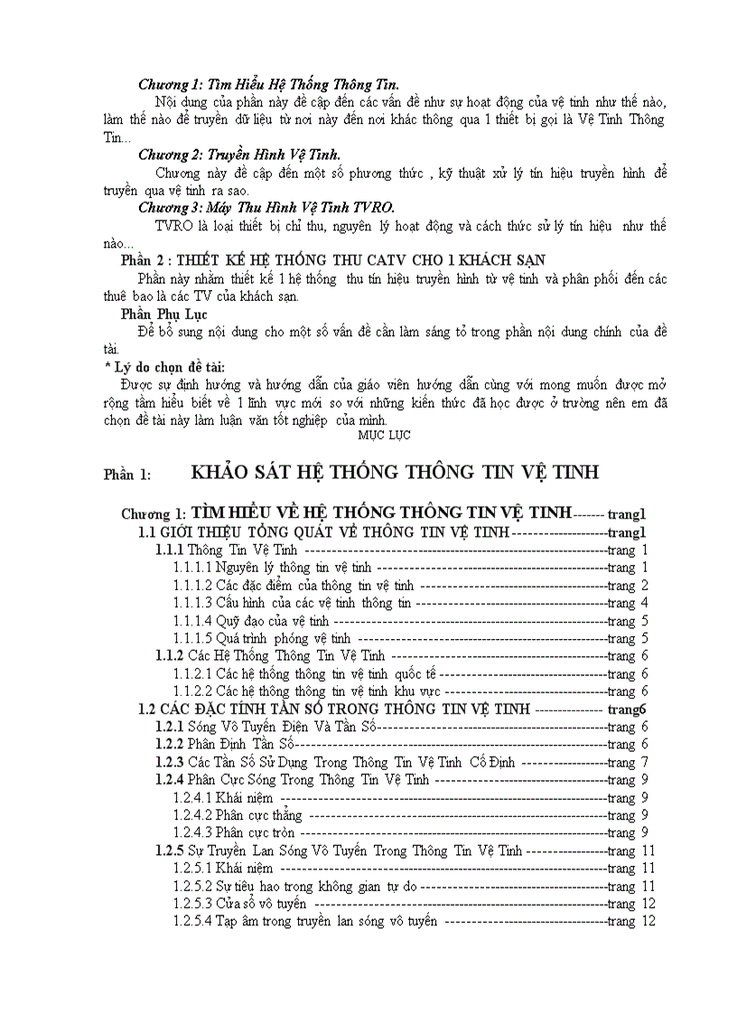 image for page Khảo sát hệ thống thông tin vệ tinh và thiết kế hệ thống thu catv cho một khách sạn