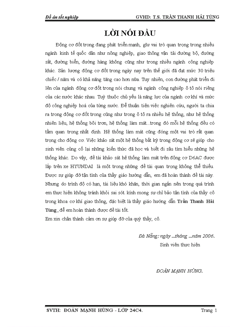 image for page Khảo sát hệ thống làm mát trên động cơ D6AC được lắp trên xe HYUNDAI